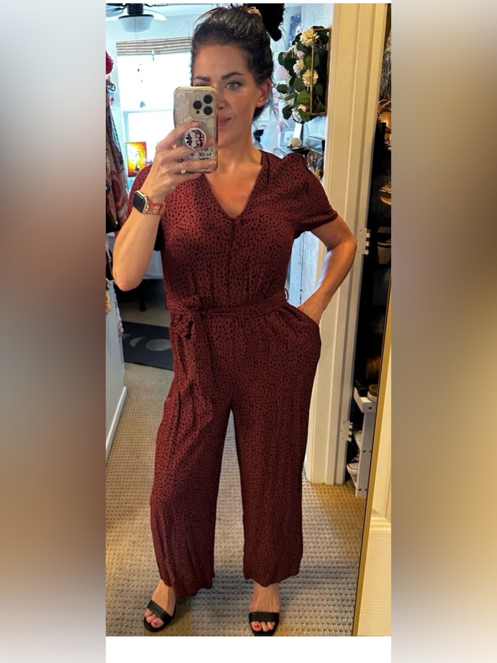 Rails “Jet” Rust Spotted Jumpsuit | Effortless Wide Leg Luxe Small